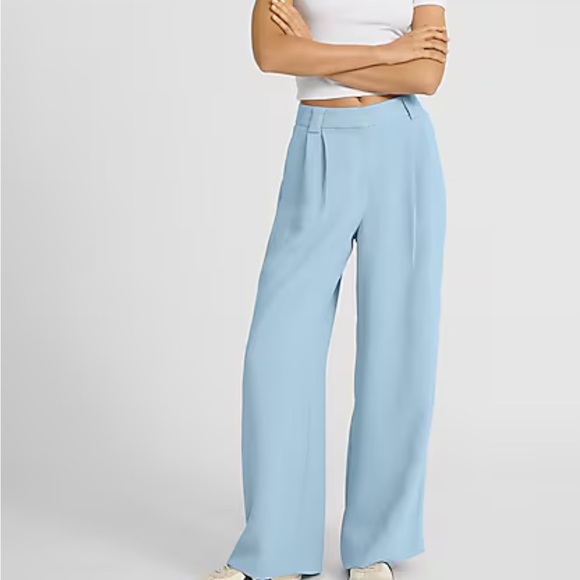 H&M Pants - H&M Light Blue Pleated Trousers